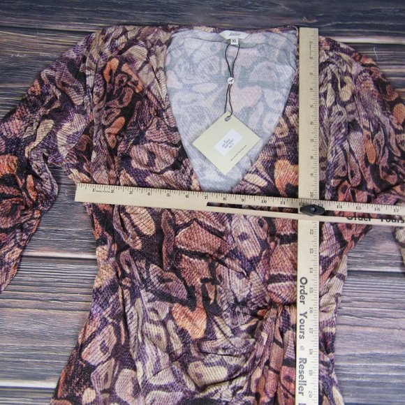 Atelier NY NEW NWT XL V Neck Midi Dress Animal Print Long Sleeve Faux Wrap - Picture 5 of 7